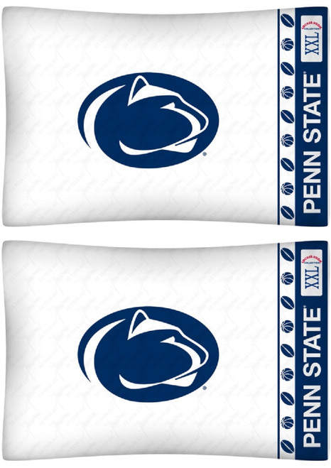 Penn State Nittany Lions NCAA Blue White 2-Piece Pillowcase Set - Logo & Wordmark