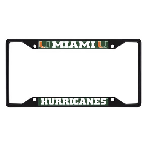 Miami Hurricanes Black Metal License Plate Frame