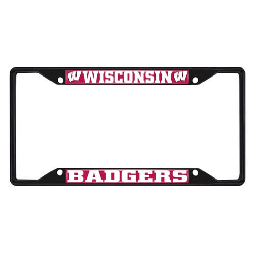 Wisconsin Badgers Black Metal License Plate Frame