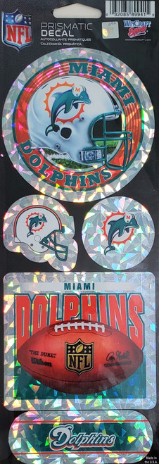 Miami Dolphins NFL Prismatic Decal Sticker Set