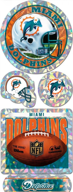 Miami Dolphins NFL Prismatic Decal Sticker Set – Cracked‑Ice Holographic Sheet