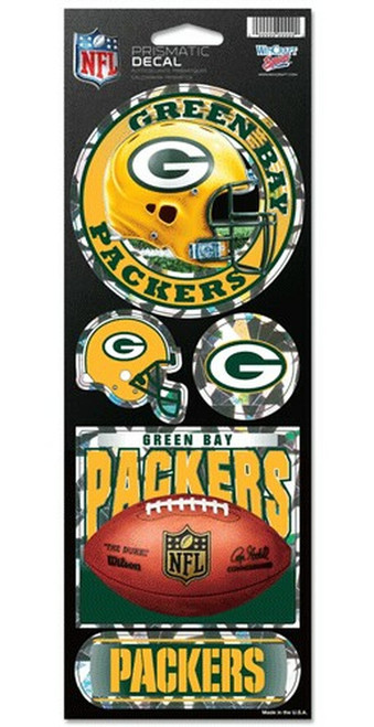 Green Bay Packers NFL Prismatic Decal Sticker Set
