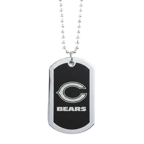 Chicago Bears NFL Chrome Black Tag Necklace