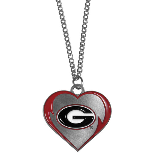 Georgia Bulldogs NCAA Heart Charm Necklace - Heart Pendant on 22" Chain