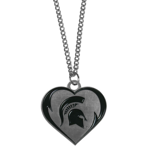 Michigan State Spartans NCAA Heart Charm Chain Necklace
