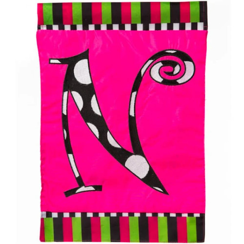 Pink Monogram Letter N Two Sided Garden Flag Pink Monogram Letter N Two Sided Garden Flag