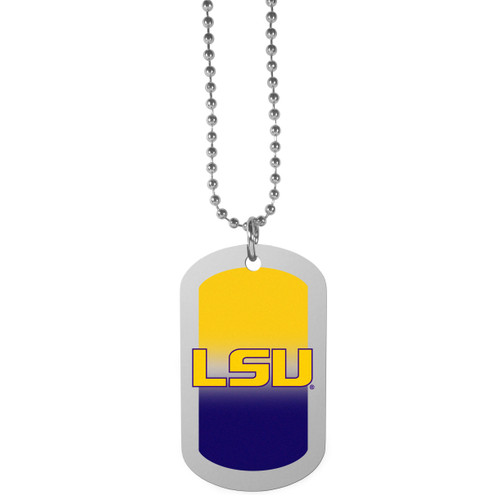LSU Tigers Team NCAA Color Chrome Tag Necklace