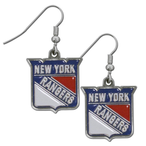 New York Rangers NHL Team Logo Chrome Dangle Earrings