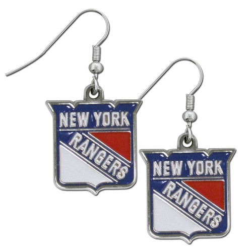New York Rangers NHL Chrome Dangle Logo Earrings