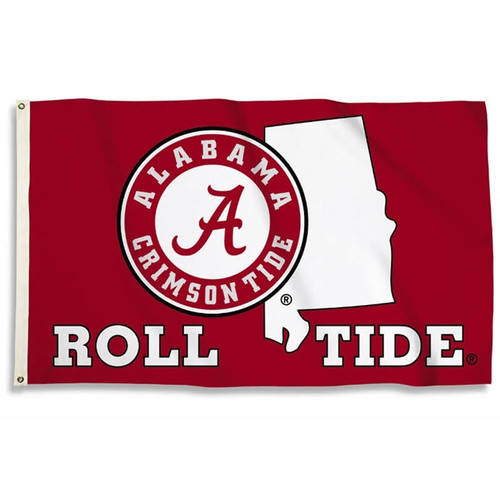 Alabama Crimson Tide NCAA State Outline Flag