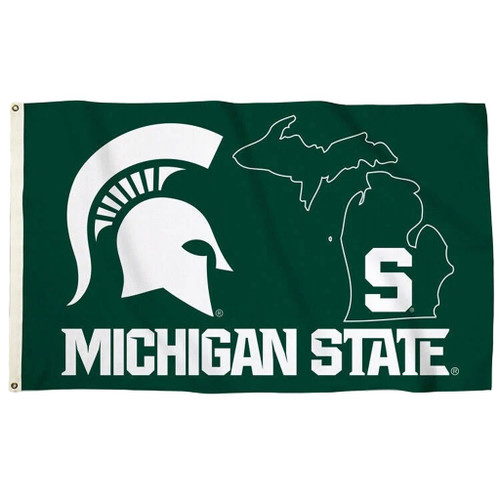 Michigan State Spartans NCAA State Outline Flag Michigan State Spartans NCAA State Outline Flag