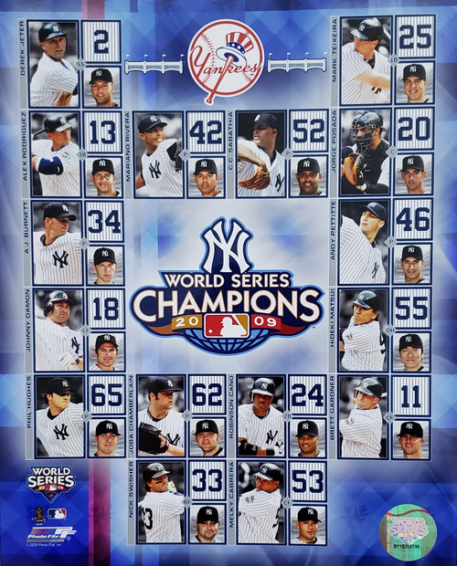 New York Yankees MLB 2009 World Series Champions Player Collage Photo – High‑Gloss 8" x 10" with Hologram Authentication