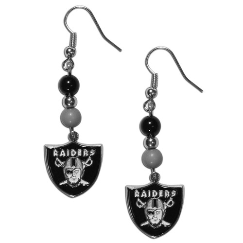 Las Vegas Raiders Fan Bead Dangle Earrings