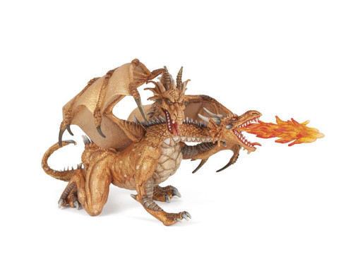 Two Headed Golden Dragon - Toy Figure - Fantasy Creatures