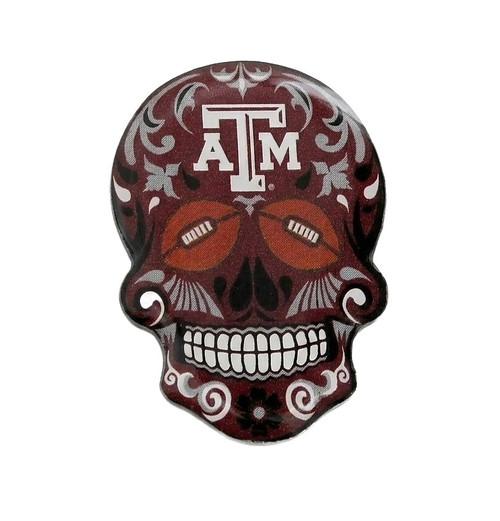Texas A&M Aggies NCAA Sugar Skull Logo Pin