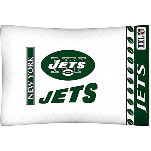 New York Jets NFL Football Jersey Stripe Microfiber Logo Pillowcase