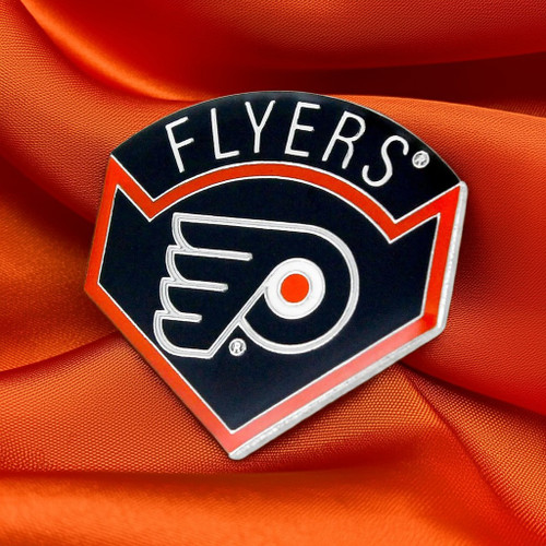 Philadelphia Flyers NHL Team Logo Lapel Pin – Enamel Logo & Wordmark - On a Flyers Orange Color Fabric Background