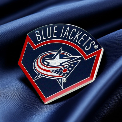 Columbus Blue Jackets NHL Team Logo Lapel Pin – Enamel Logo & Wordmark - On a Columbus Blue Fabric Background