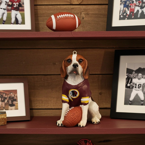 Washington Redskins Beagle Figurine Ornament Displayed on Shelf