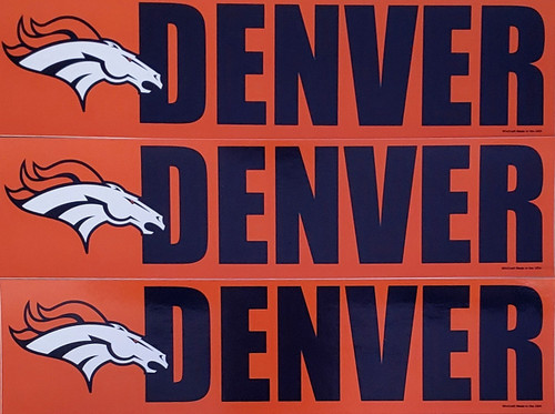 Denver Broncos NFL Logo Wordmark Bumper Sticker Set - 3-Pack Vinyl Decals