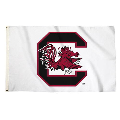 South Carolina Gamecocks NCAA 3-ft x 5-ft White Logo Flag - with Grommets