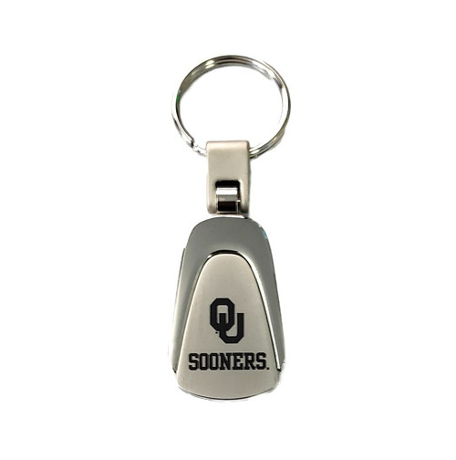 Oklahoma Sooners NCAA Brushed Metal Teardrop Keychain – Laser Etched Logo