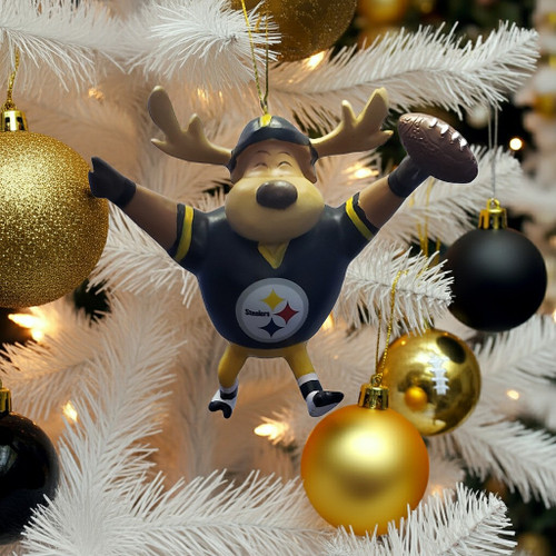 Pittsburgh Steelers NFL Reindeer Wide Receiver Ornament - Player in Jersey Hanging from Tree