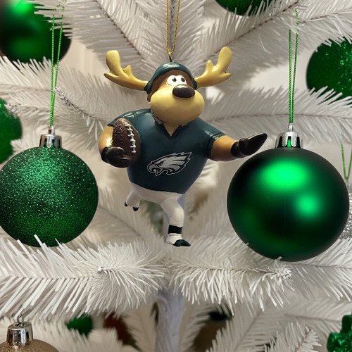 Philadelphia Eagles NFL Reindeer Running Back Ornament with Helmet and Jersey - Hanging in a Tree