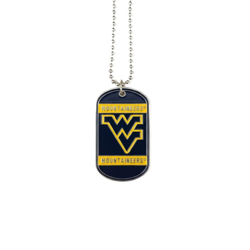 West Virginia Mountaineers NCAA Blue Dog Tag Necklace - Wordmark & Logo