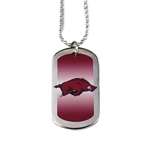 Arkansas Razorbacks NCAA Color Chrome Dog Tag Logo Necklace