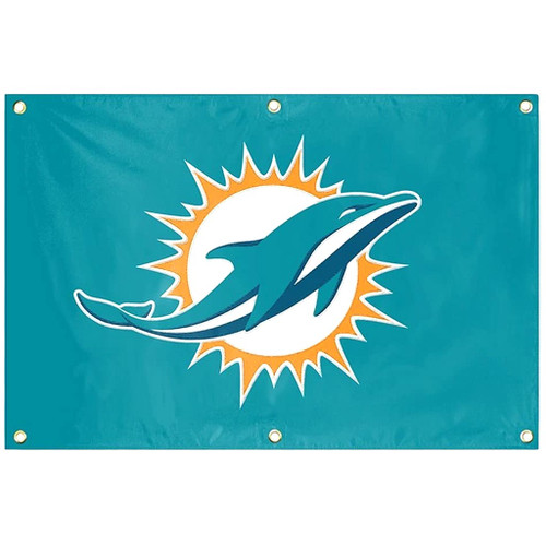 Miami Dolphins NFL 2' x 3' Wall Banner – Logo Embroidered Nylon Flag