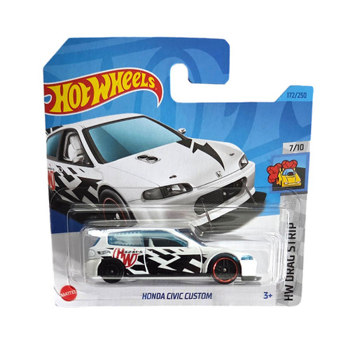 Honda Civic Custom White & Black Hot Wheels Toy Vehicle HW Dragon Strip