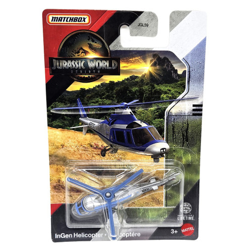 InGen Helicopter Matchbox Toy Vehicles Jurassic World Rebirth - Blue & Silver