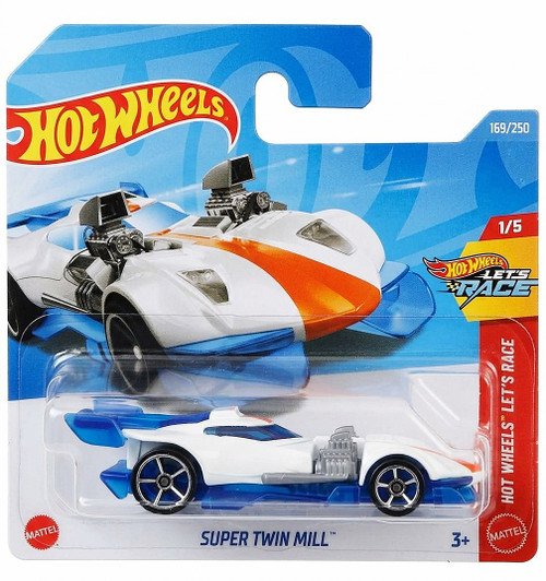 Super Twin Mill - Hot Wheels - White and Blue Dual Engine Racer HW Let's Race Hit