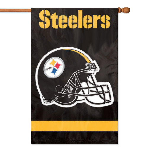 Pittsburgh Steelers 2 Sided Vertical Banner Flag - Black