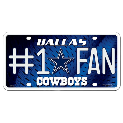 Dallas Cowboys NFL #1 Fan Metal License Plate Tag