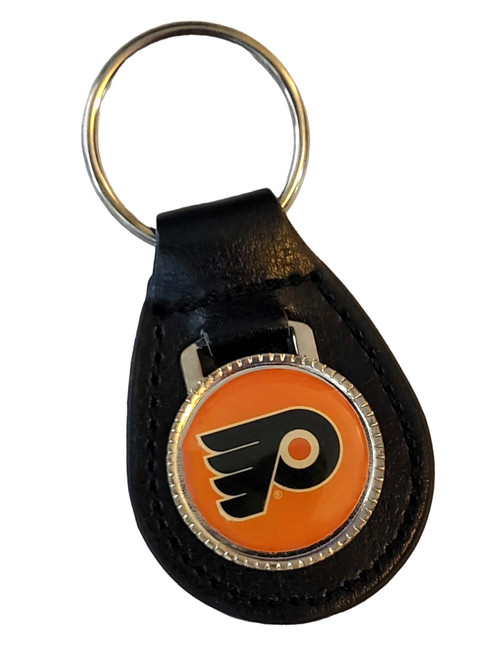 Philadelphia Flyers NHL Leather Black & Orange Fob Keychain
