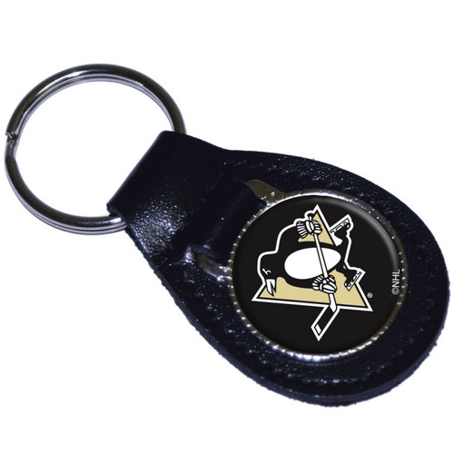 Pittsburgh Penguins NHL Leather Fob Key Chain Ring - Oval
