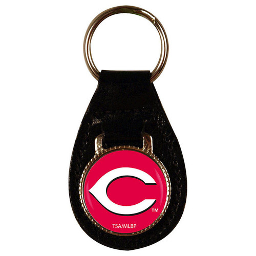 Cincinnati Reds MLB Leather Fob Key Chain Ring - Oval Cincinnati Reds MLB Leather Fob Key Chain Ring - Oval