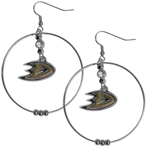 Anaheim Ducks NHL Large Rhinestone Hoop Dangle Earrings