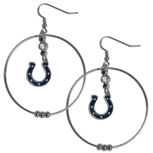 Indianapolis Colts NFL Large Rhinestone Hoop Dangle Earrings