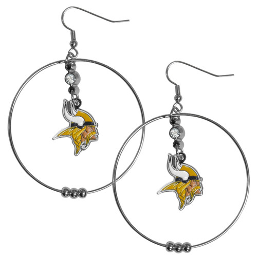 Minnesota Vikings NFL Large Rhinestone Hoop Dangle Earrings