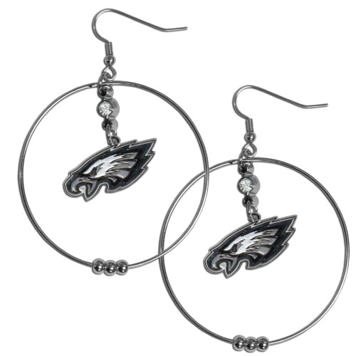 Philadelphia Eagles NFL Rhinestone Hoop Dangle Earrings