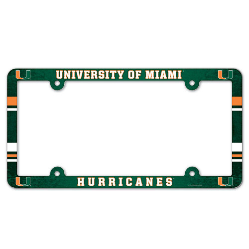 Miami Hurricanes NCAA Team Color License Plate Frame