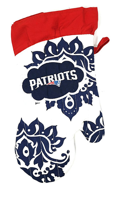 New England Patriots Embroidered Logo Oven Mitt - Damask Pattern