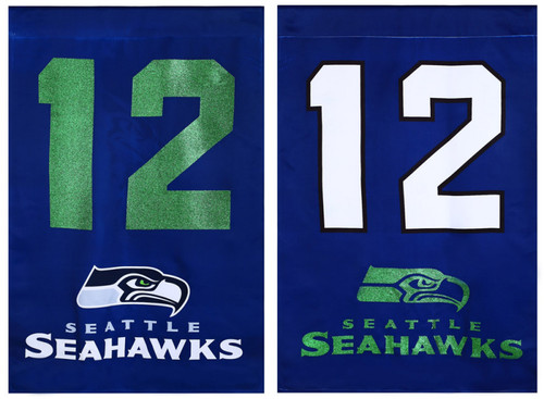 Seattle Seahawks NFL Garden Flag – 12.5" x 18" – 12th Man Logo Wordmark – Double-Sided Suede Seattle Seahawks NFL Garden Flag – 12.5" x 18" – 12th Man Logo Wordmark – Double-Sided Suede