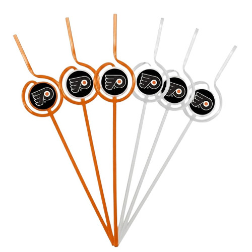 Philadelphia Flyers NHL Orange & Black Party Straws (6 Pack)