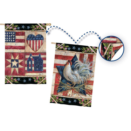 American Folk Quilt Two Sided House Flag American Folk Quilt Two Sided House Flag