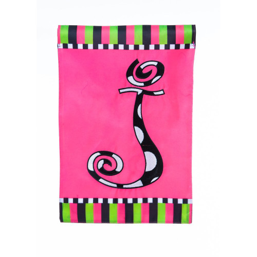 Pink Monogram Letter J Two Sided Garden Flag