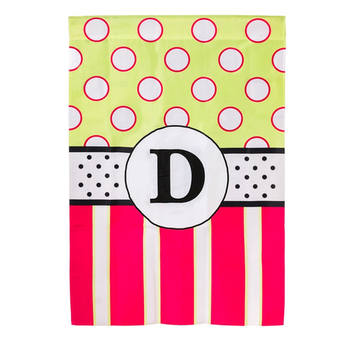 D Monogram Peppy Pink Polka Dot Party House Flag Banner